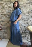 Basso Button Drape Cap Sleeve Shirt Airforce